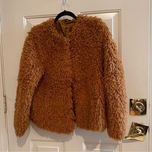 NEW Apt. 9  Brown Fuzzy Faux Fur Jacket - Size Medium